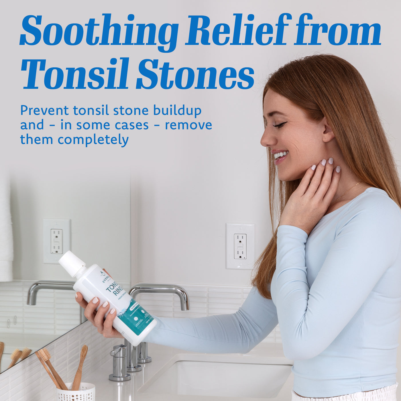 Everest Natural Tonsil Stone Mouthwash Mouth Wash 17oz Spearmint