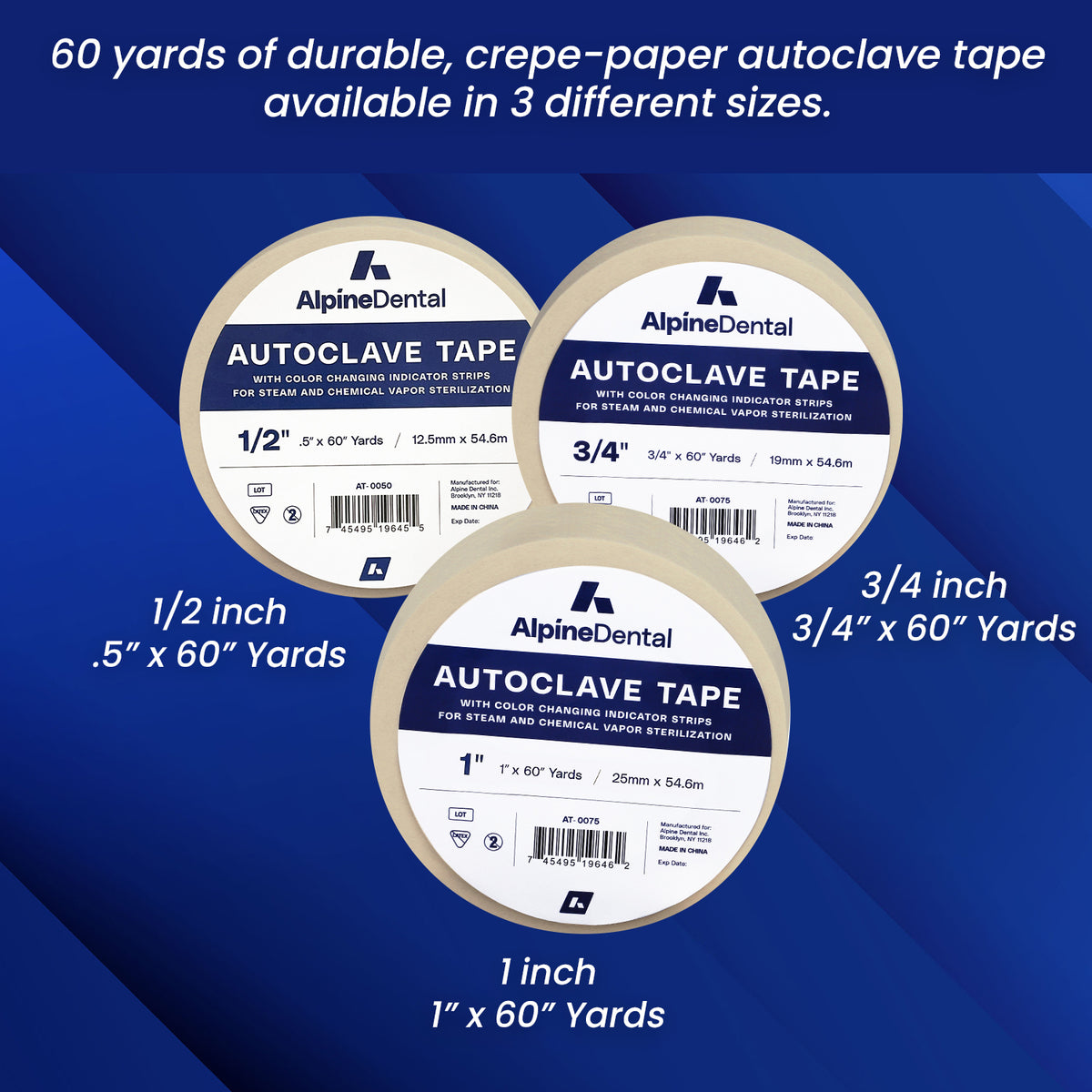 Autoclave Tape with Indicator Strips 60 Yards Roll